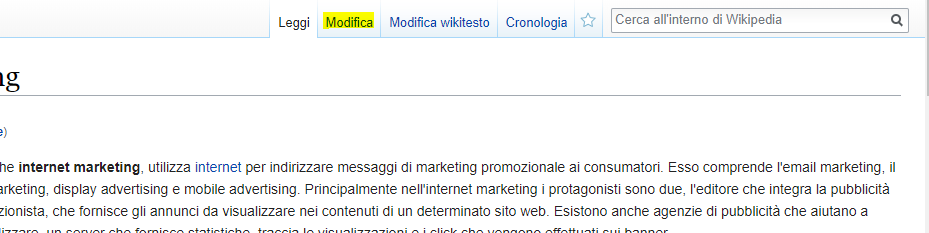 come modificare per ottenere link da wikipedia