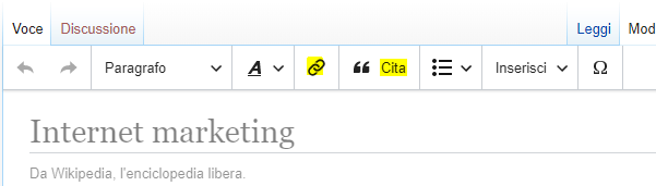 citazione o collegamento per ottenere link da wikipedia