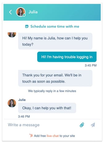 chat live hubspot service hub