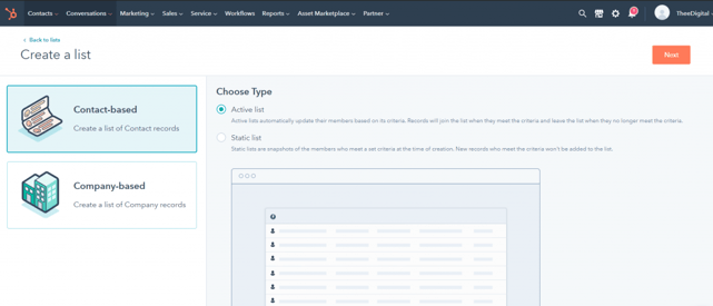 liste dinamiche hubspot