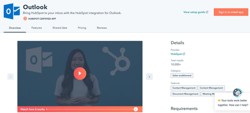 Outlook HubSpot Integration Connect Them Today 2022-03-18 at 8.49.39 AM