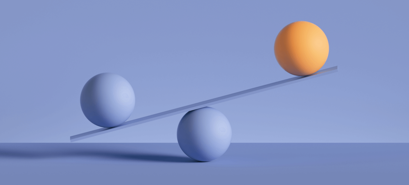 Three spheres in balance with each other