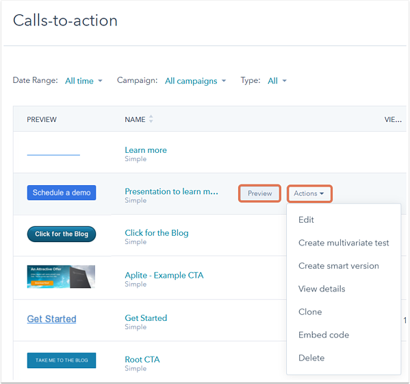 Come creare Call To Action (CTA) su HubSpot