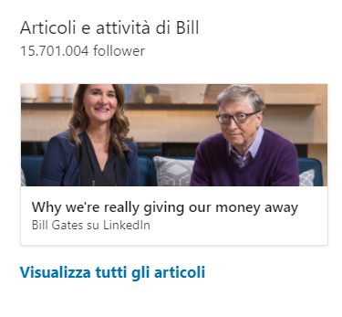 screenshot del blog post di Bill gates su Linkedin